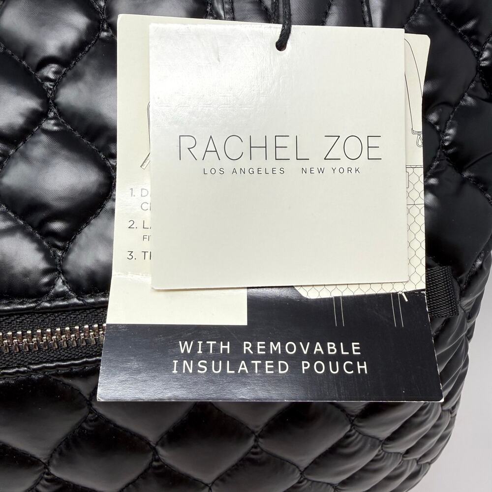 Rachel Zoe Quilted Shoulder Bag with Trolly Sleeve Crossbody Strap Black NWT - Picture 2 of 12